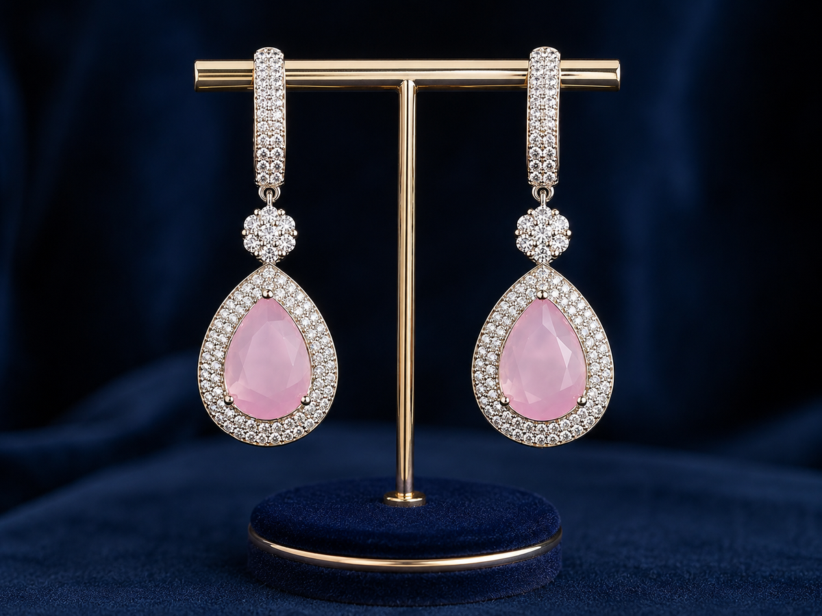 Blush Teardrop Crystal Drop Earrings