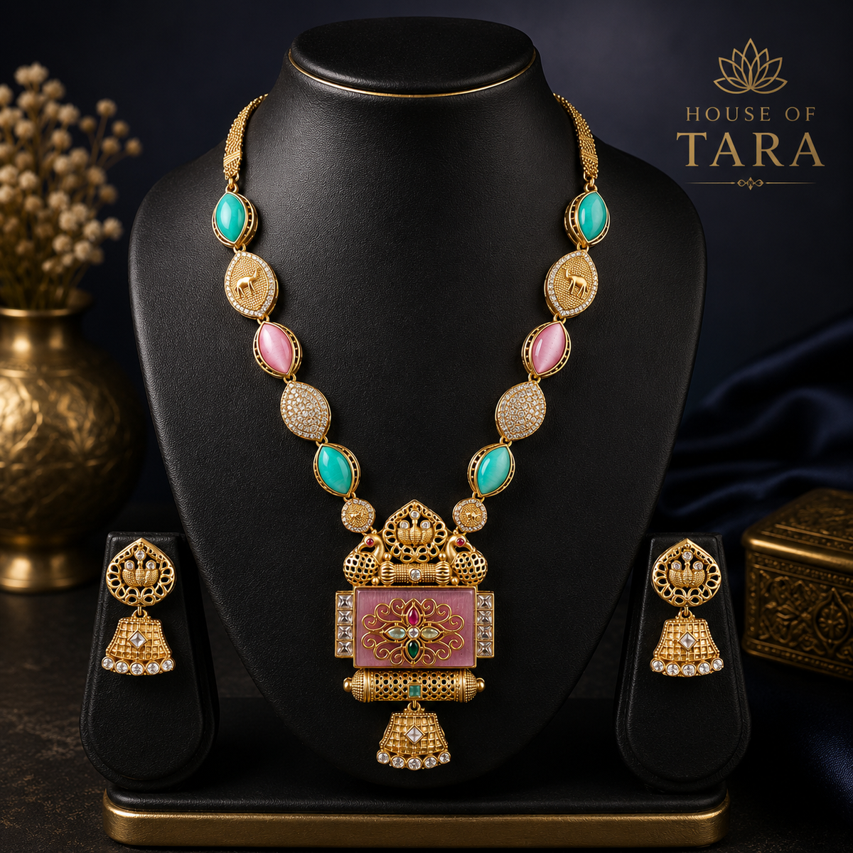 Meher Multicolour Heritage Pendant Necklace Set