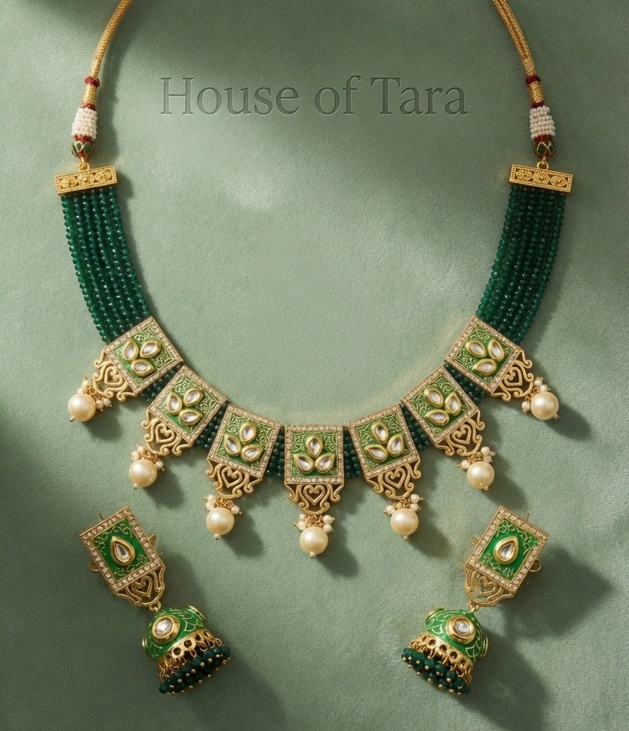 Meher Emerald Necklace Set
