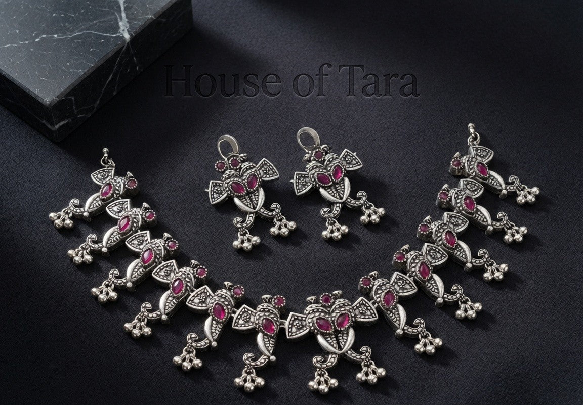 Mrinalini Oxidised Necklace Set