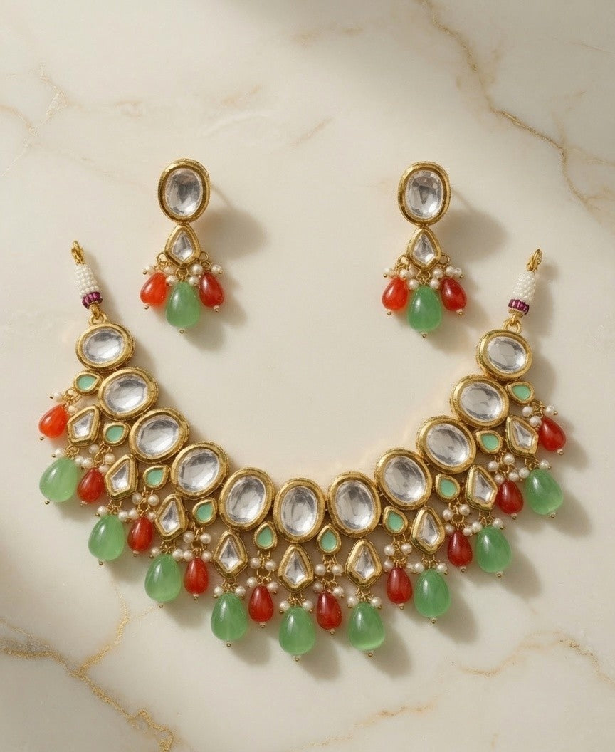 Royal Emerald Ruby Kundan Choker Set