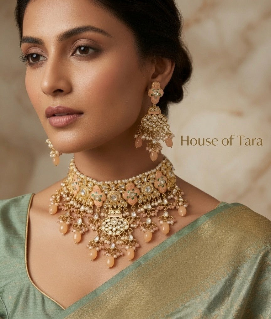 Peach Blossom Kundan Choker Set