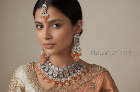 Coral Elegance Silver Kundan Choker Set