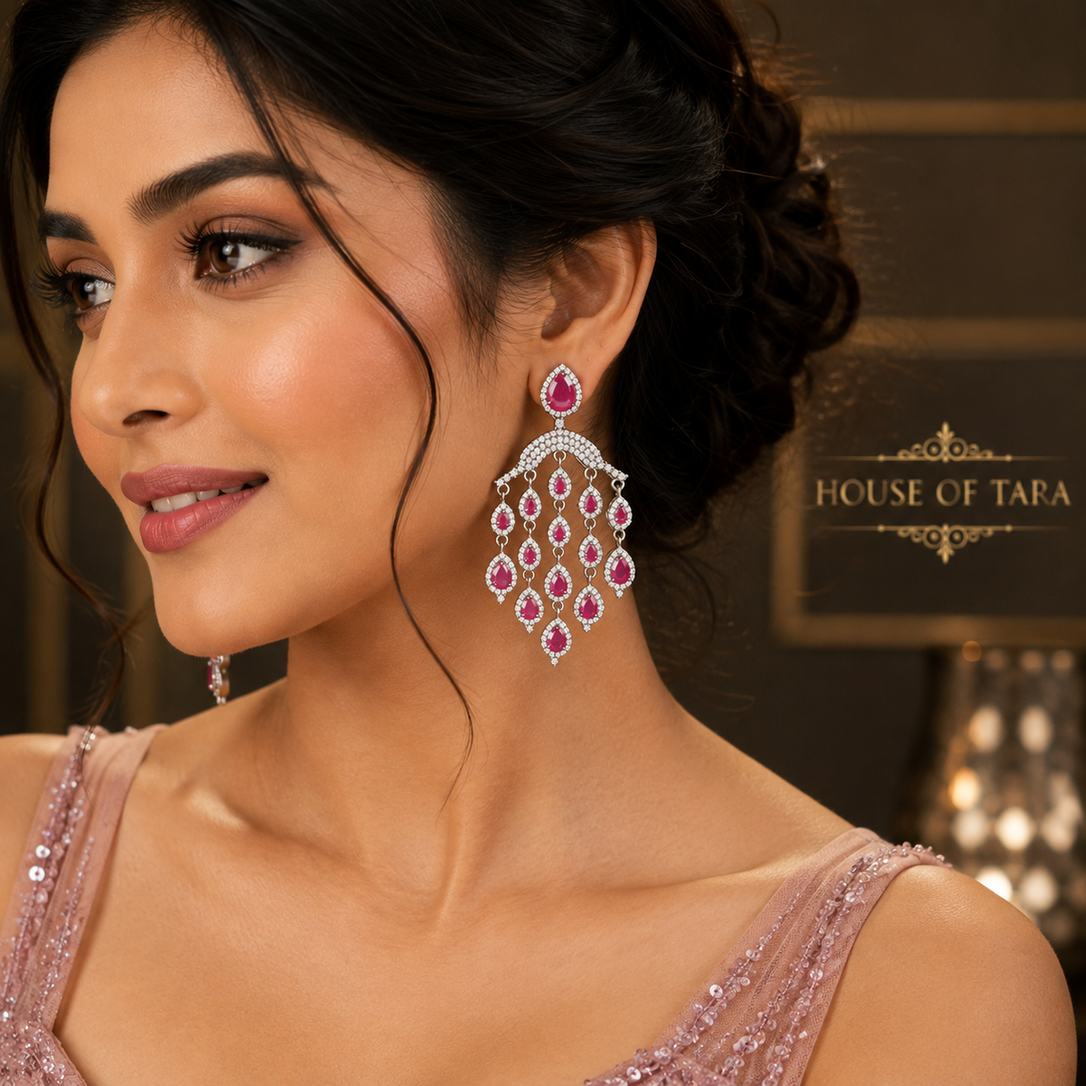 Ruhani Ruby Cascade Earrings