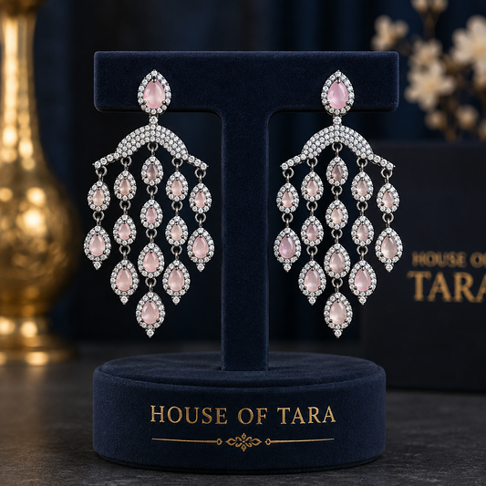 Blush Cascade Crystal Chandelier Earrings