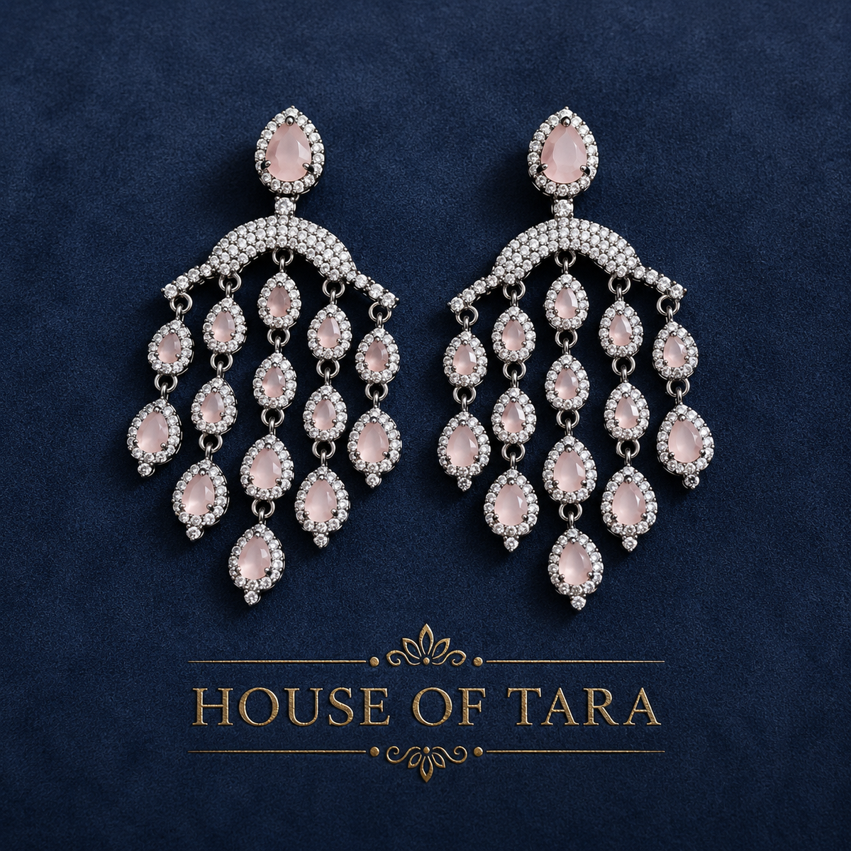 Blush Cascade Crystal Chandelier Earrings