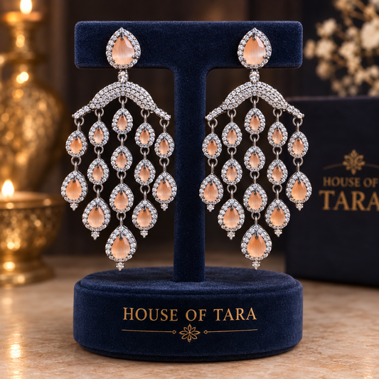 Rosé Cascade Crystal Chandelier Earrings