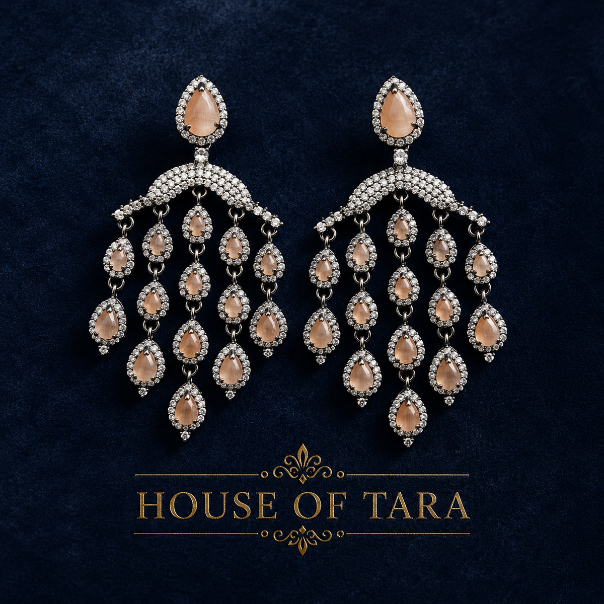 Rosé Cascade Crystal Chandelier Earrings