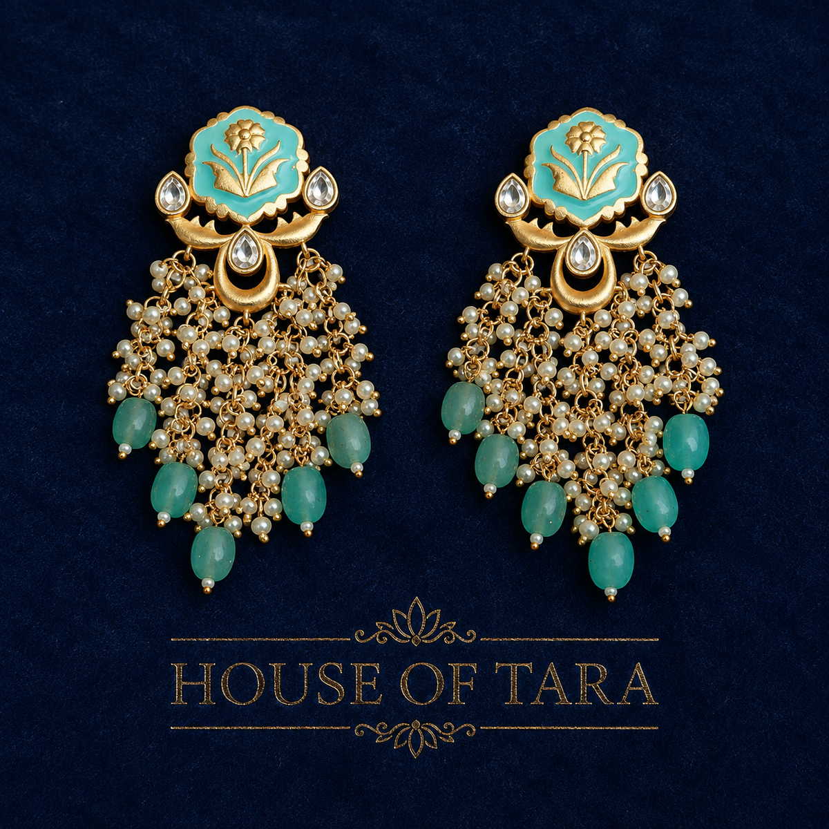 Aqua Gulzar Pearl Cascade Earrings