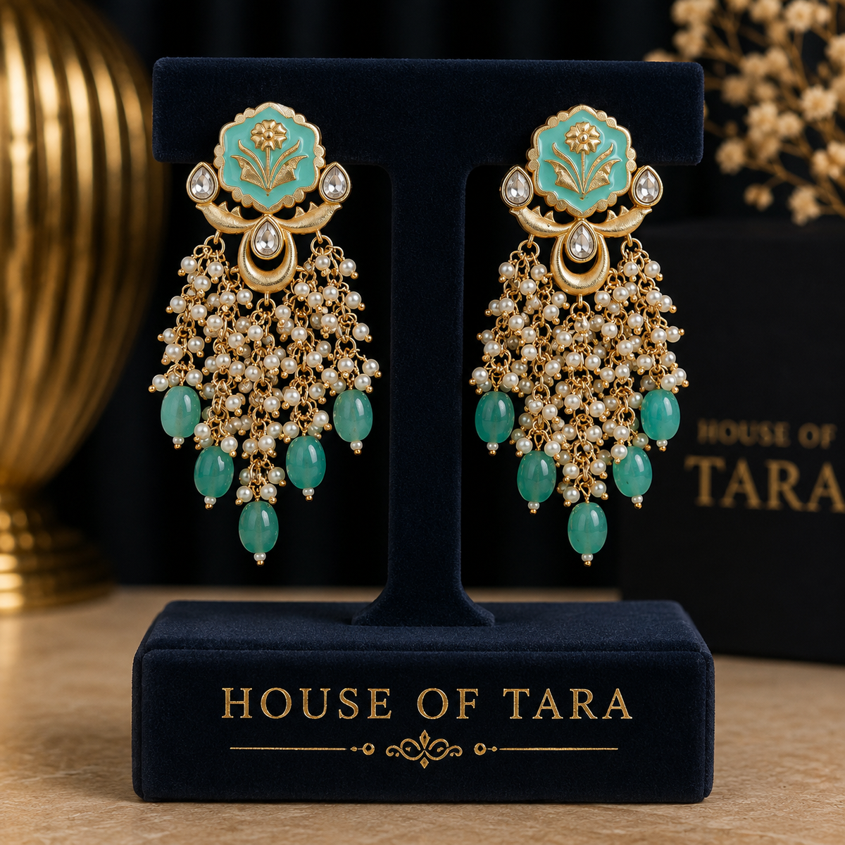 Aqua Gulzar Pearl Cascade Earrings