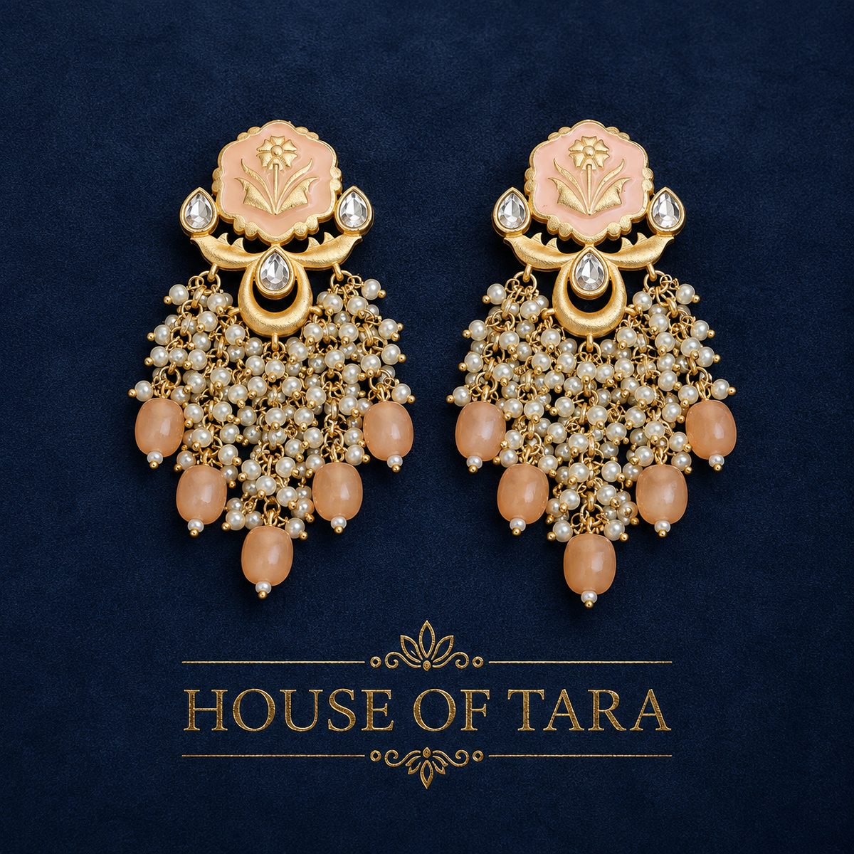 Gulnaar Blush Pearl Chandelier Earrings