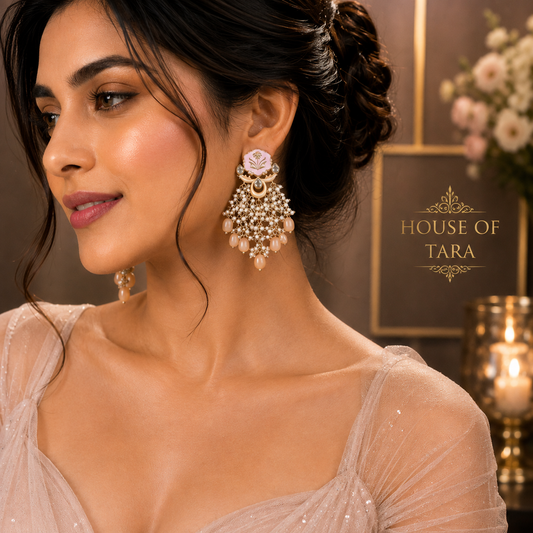 Gulnaar Blush Pearl Chandelier Earrings