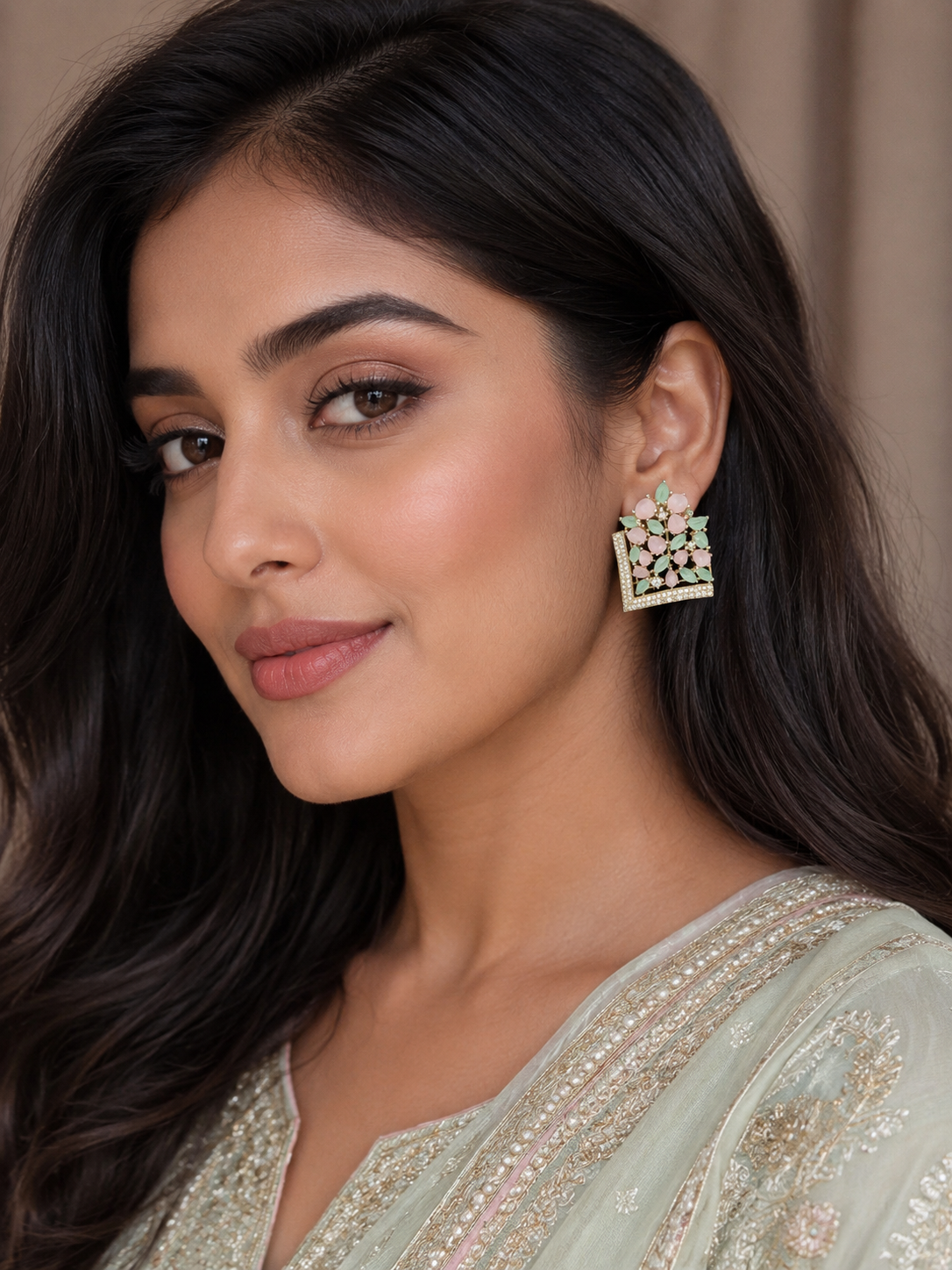 Pastel Bloom Crystal Statement Earrings