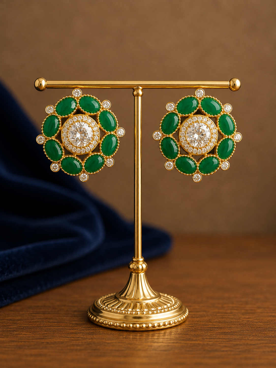 Emerald Halo Statement Studs