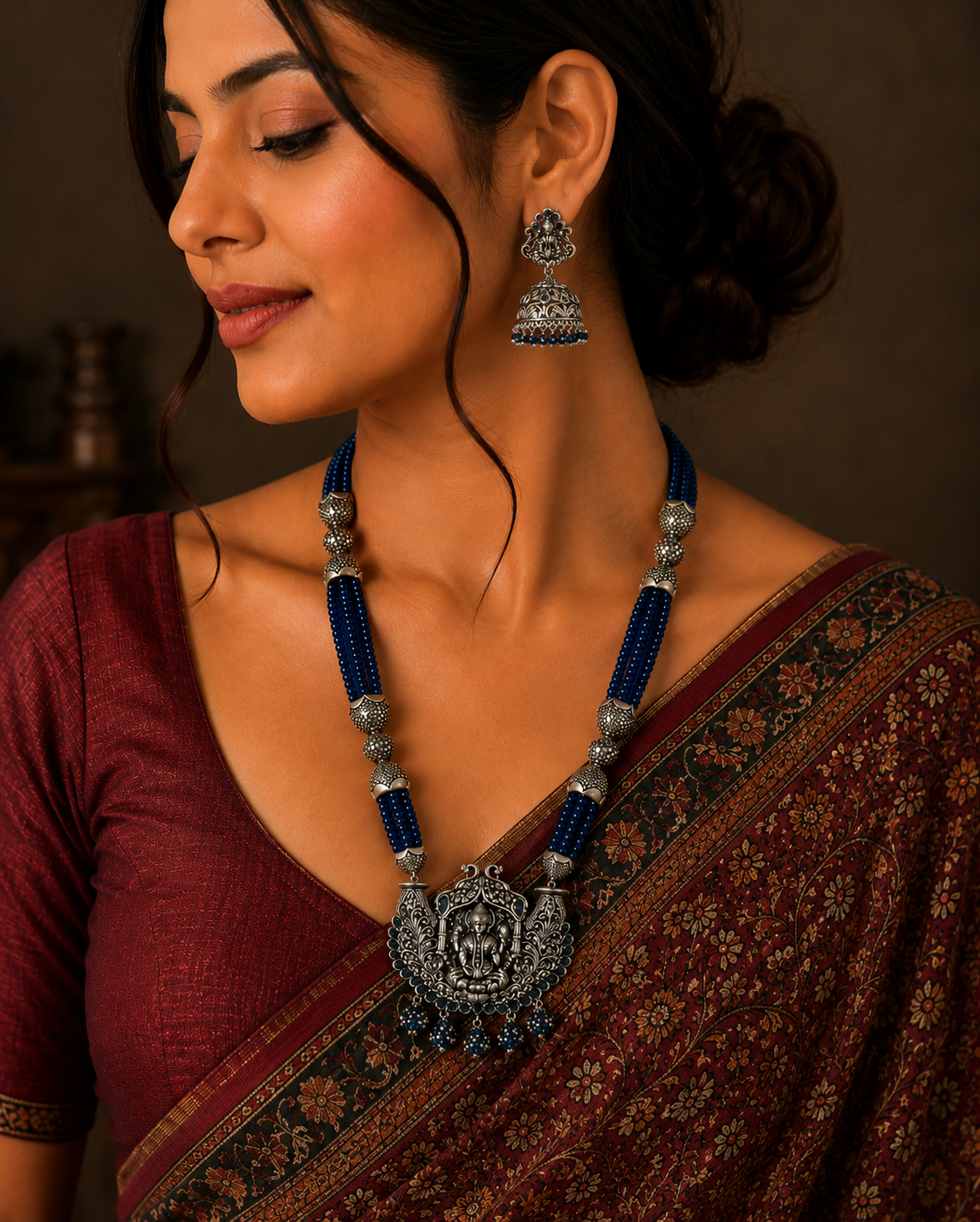 Neelkamal Lakshmi Oxidised Necklace Set