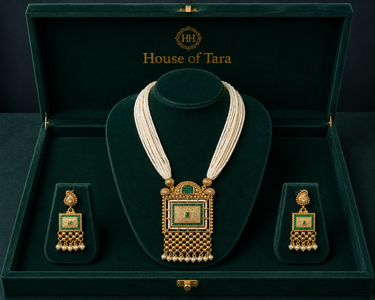 Emerald Rajwada Pearl Statement Necklace Set