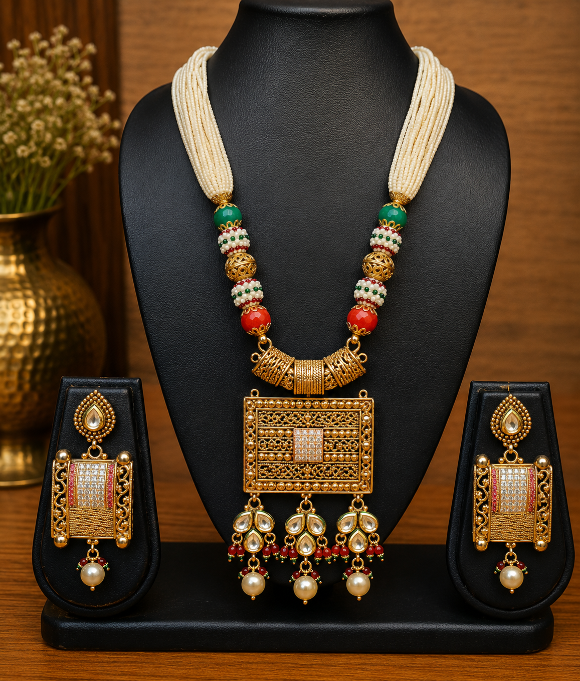 Rajvi Pearl Heritage Necklace Set