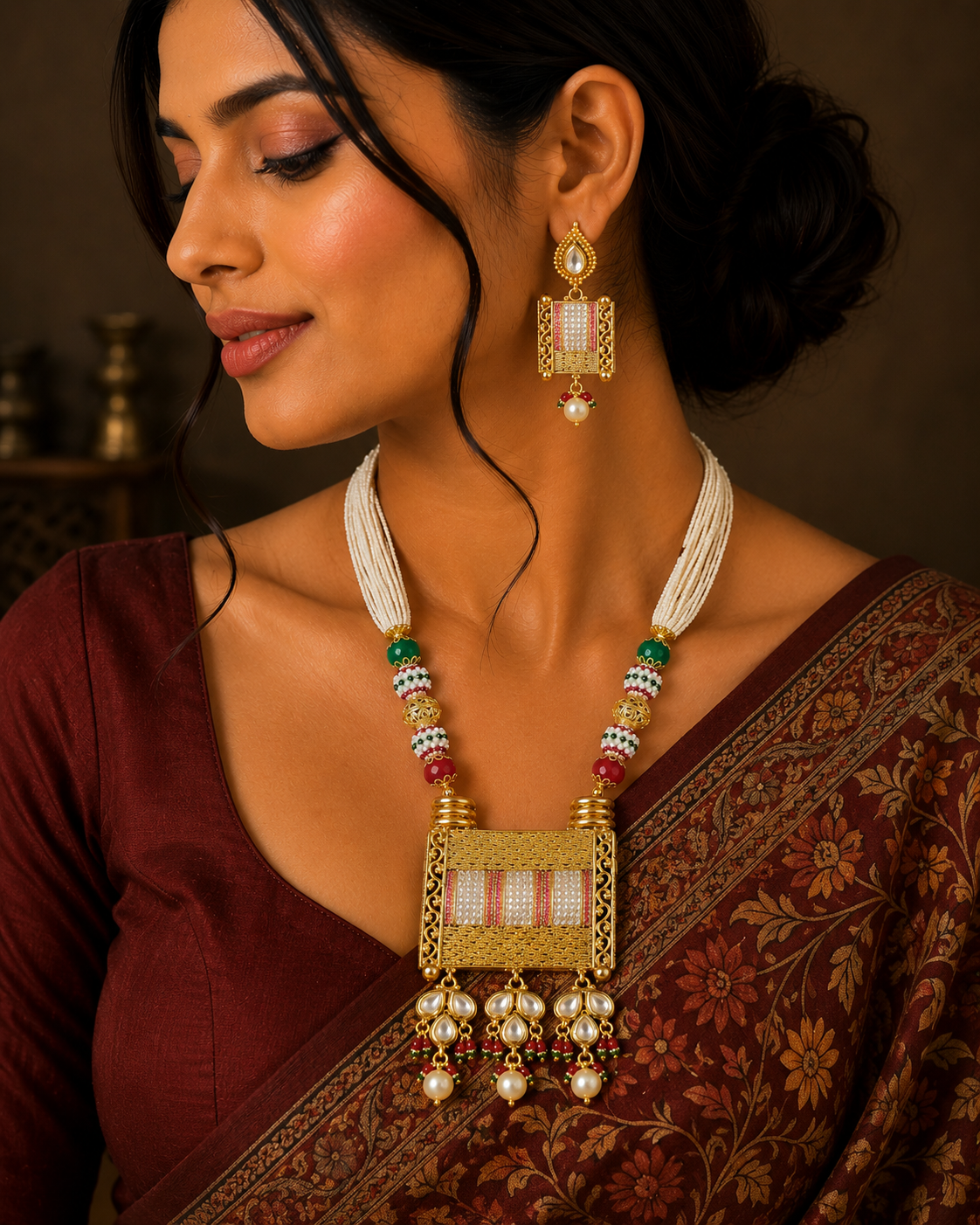 Rajvi Pearl Heritage Necklace Set