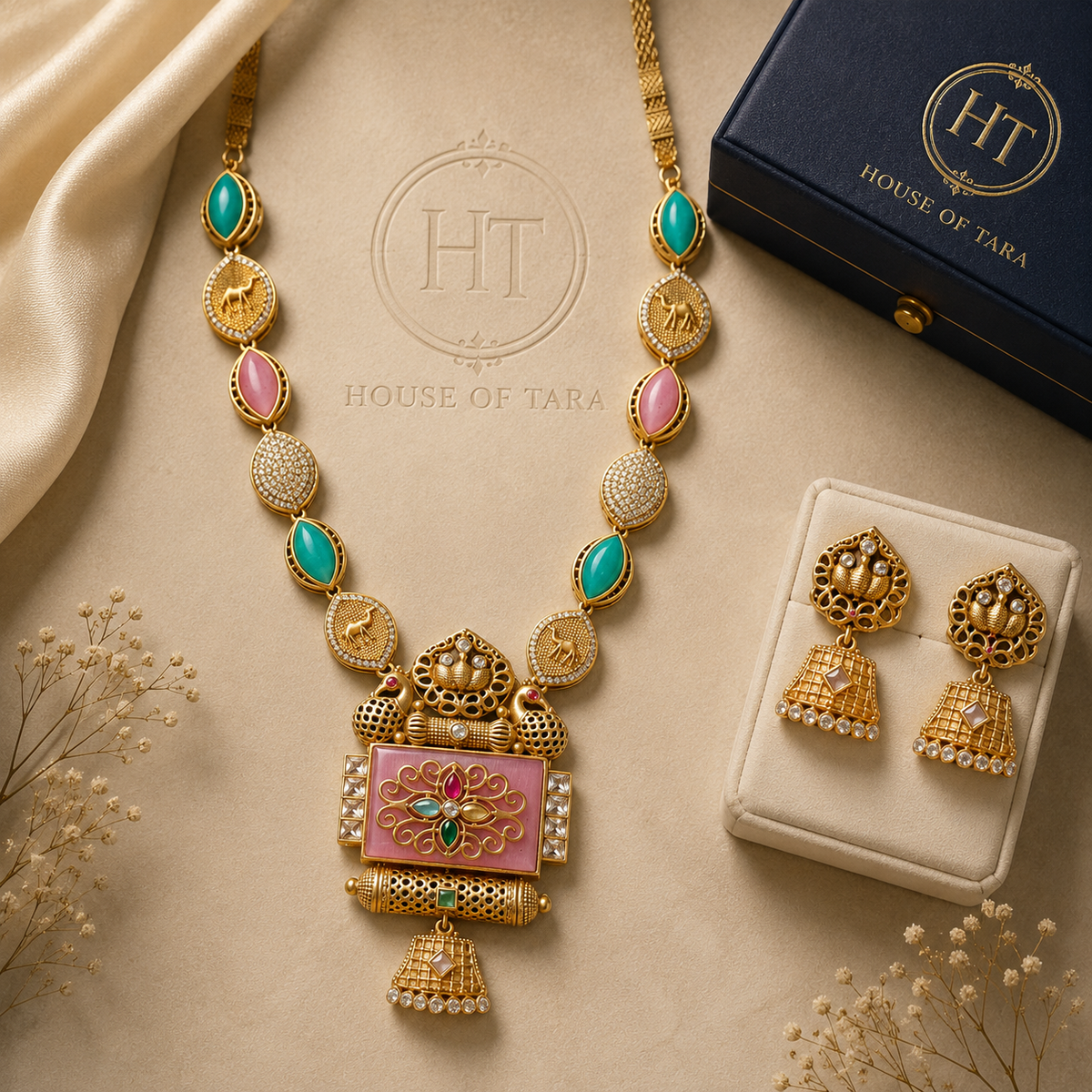 Meher Multicolour Heritage Pendant Necklace Set