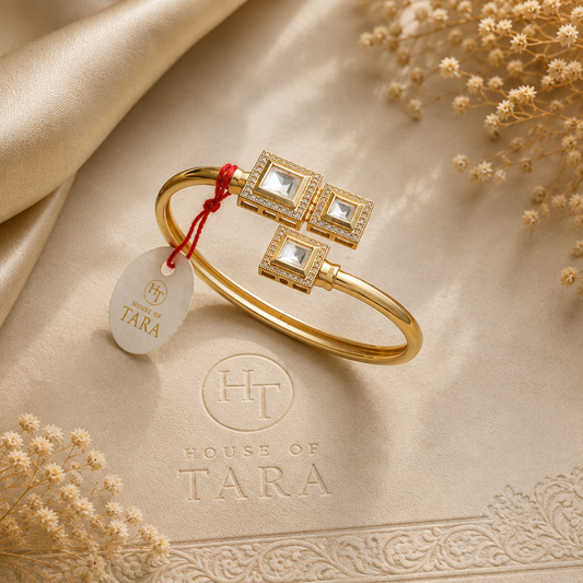 Geometric Kundan Cuff Bracelet