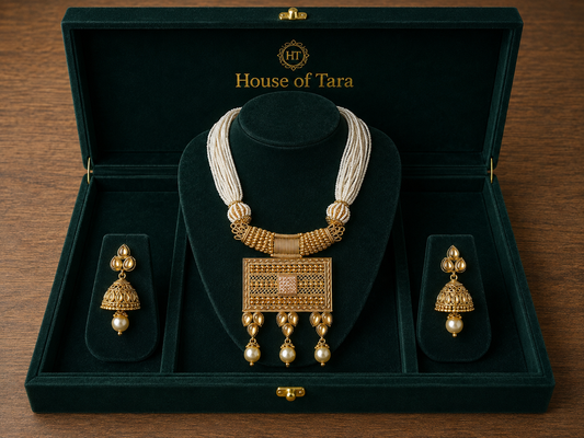 Rajsi Pearl Kundan Pendant Necklace Set