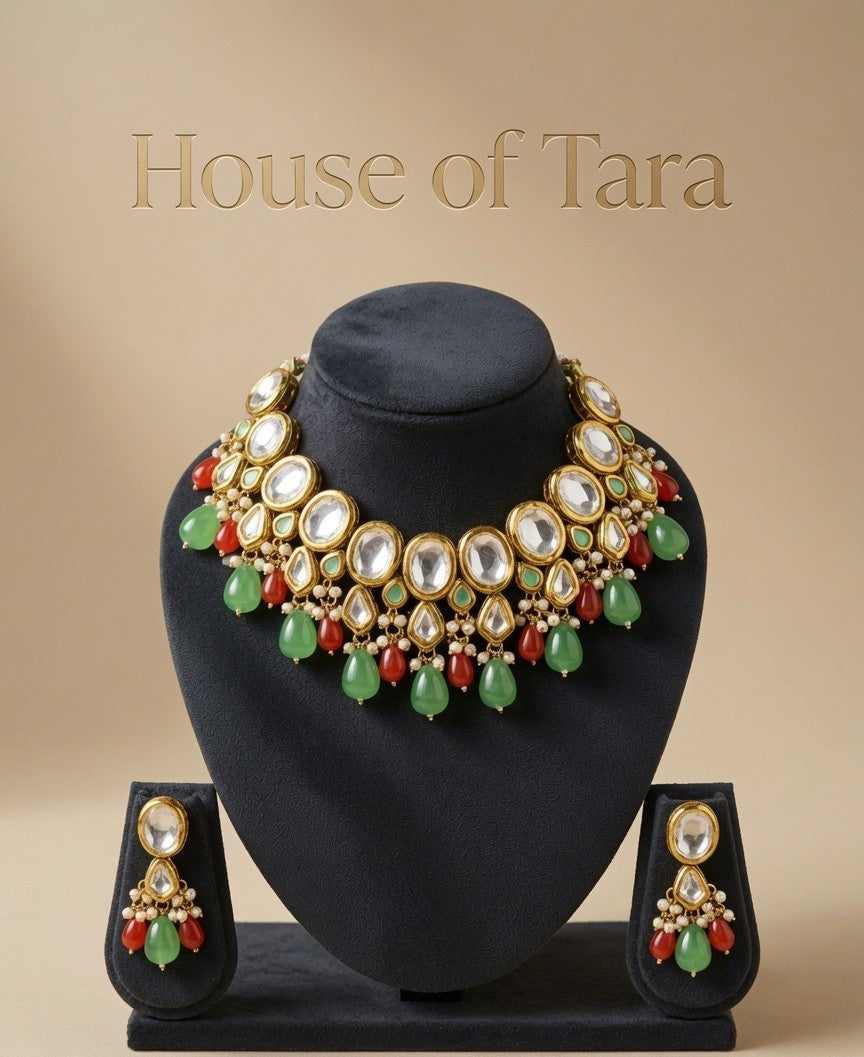 Royal Emerald Ruby Kundan Choker Set
