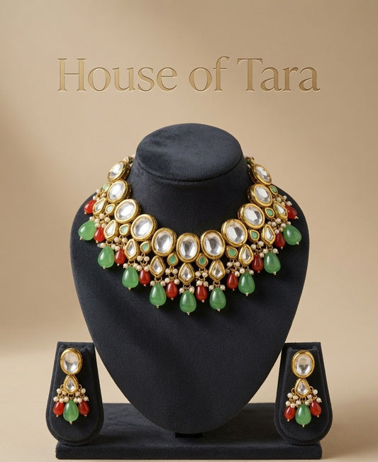 Royal Emerald Ruby Kundan Choker Set