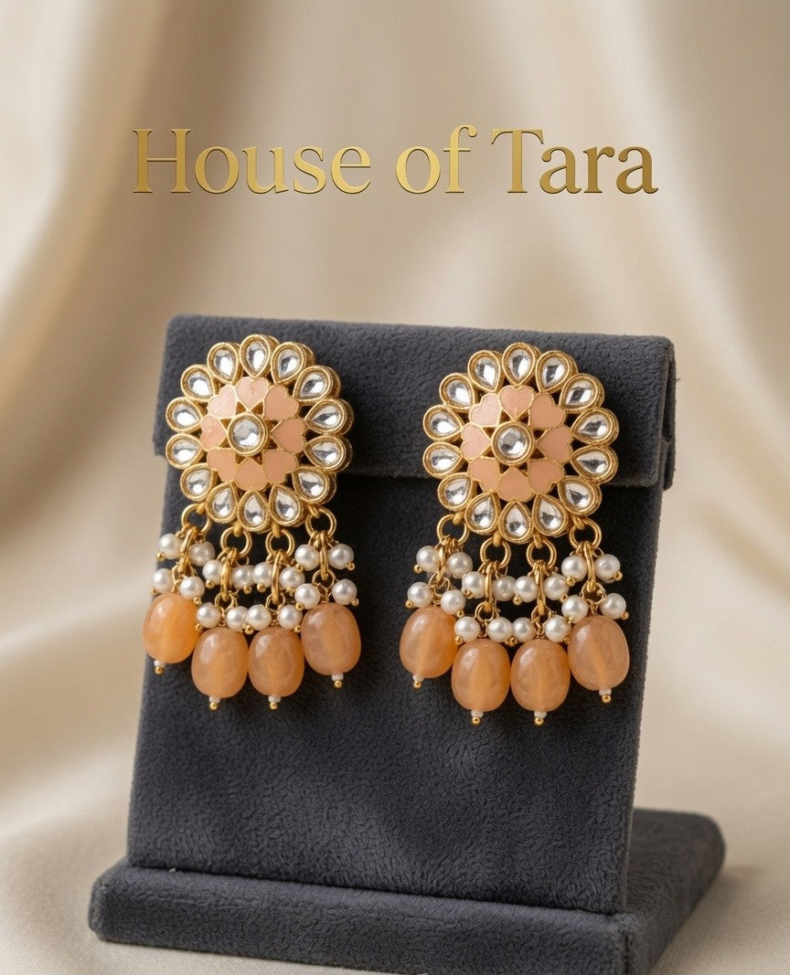 Abeer Peach Kundan Choker Set