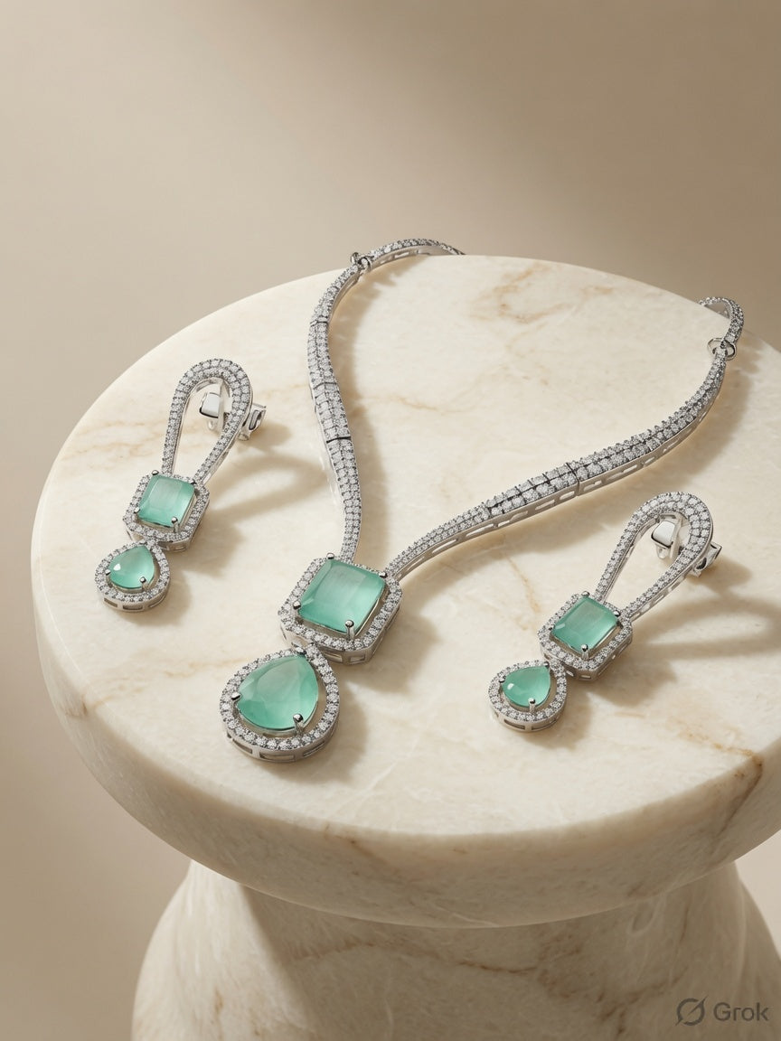 Aqua Crystal Luxe Pendant Set