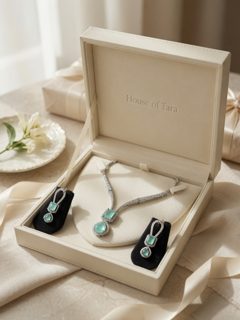 Aqua Crystal Luxe Pendant Set