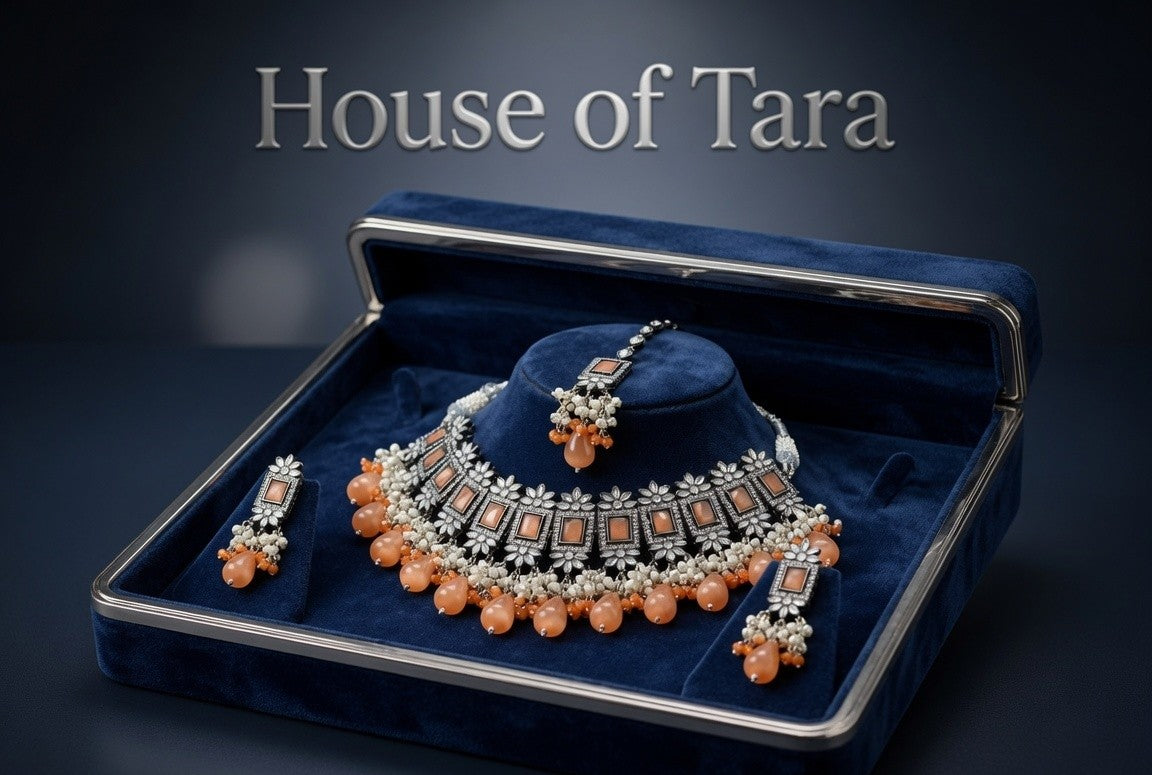Coral Elegance Silver Kundan Choker Set