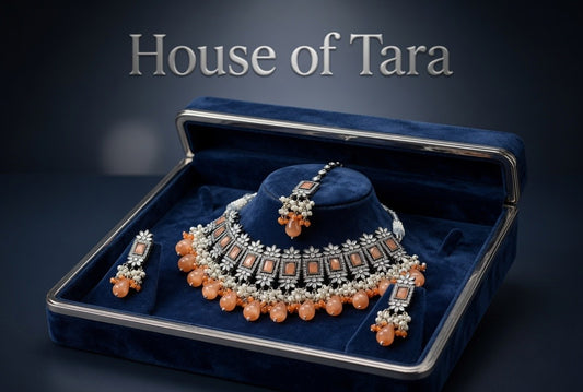 Coral Elegance Silver Kundan Choker Set