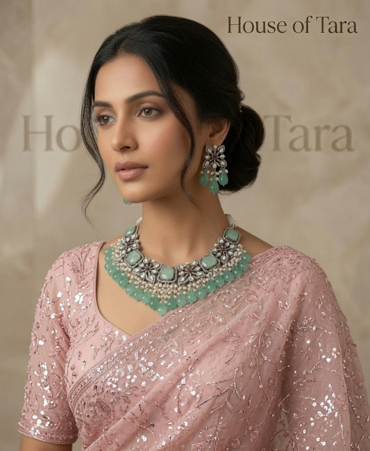 Zaria Emerald Statement Choker Set