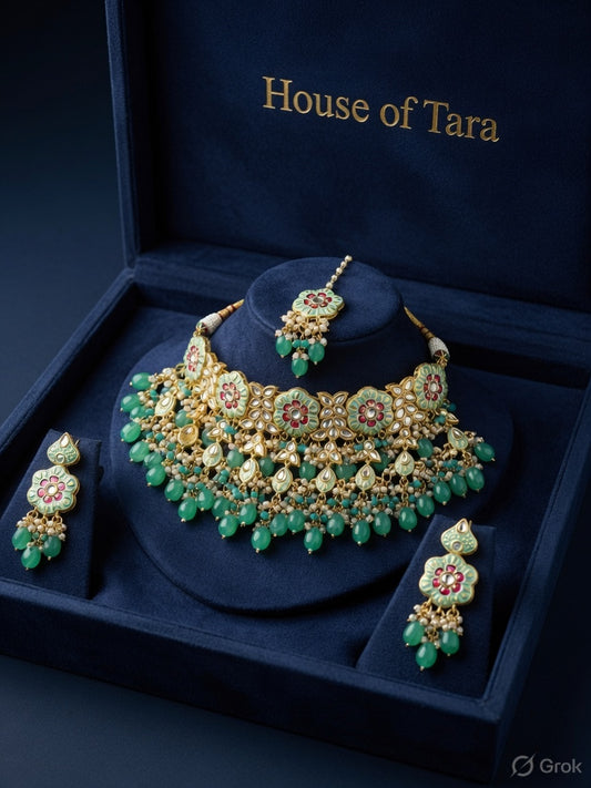 Meher Emerald Meenakari Choker Set