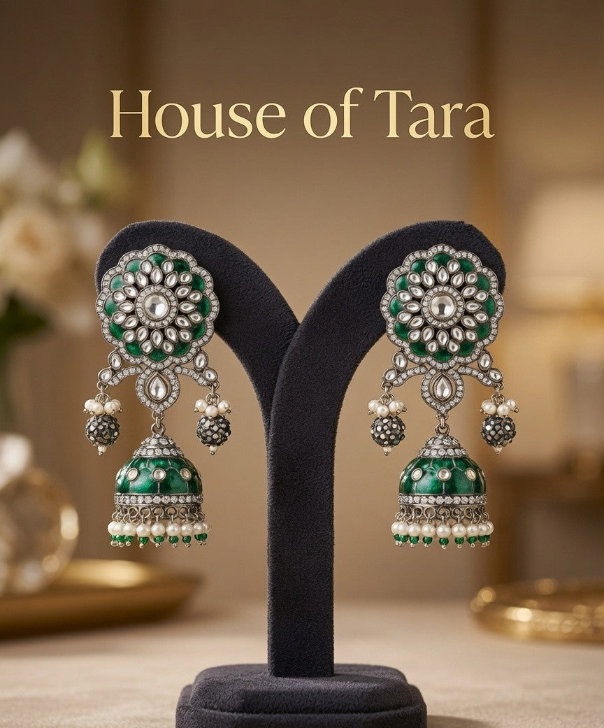 Emerald Noor Oxidised Necklace Set