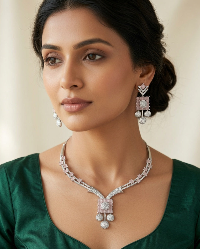 Blush Crystal Elegance Pendant Set