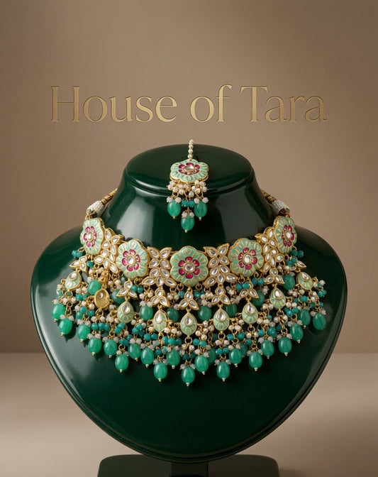 Meher Emerald Meenakari Choker Set