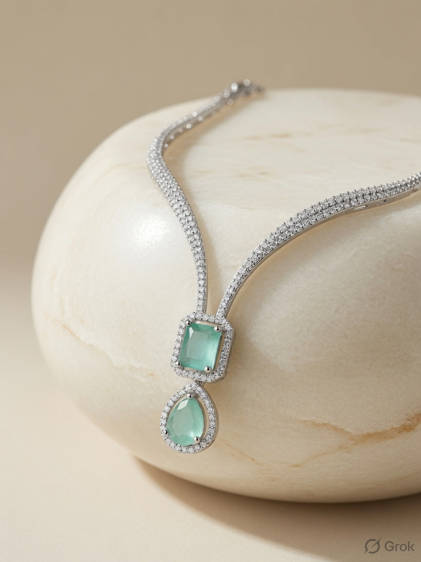 Aqua Crystal Luxe Pendant Set