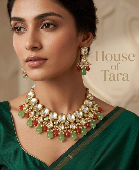 Royal Emerald Ruby Kundan Choker Set