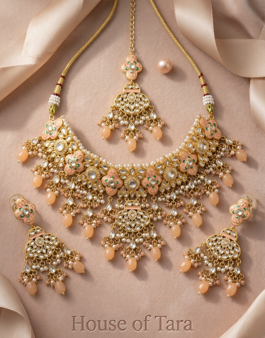 Peach Blossom Kundan Choker Set