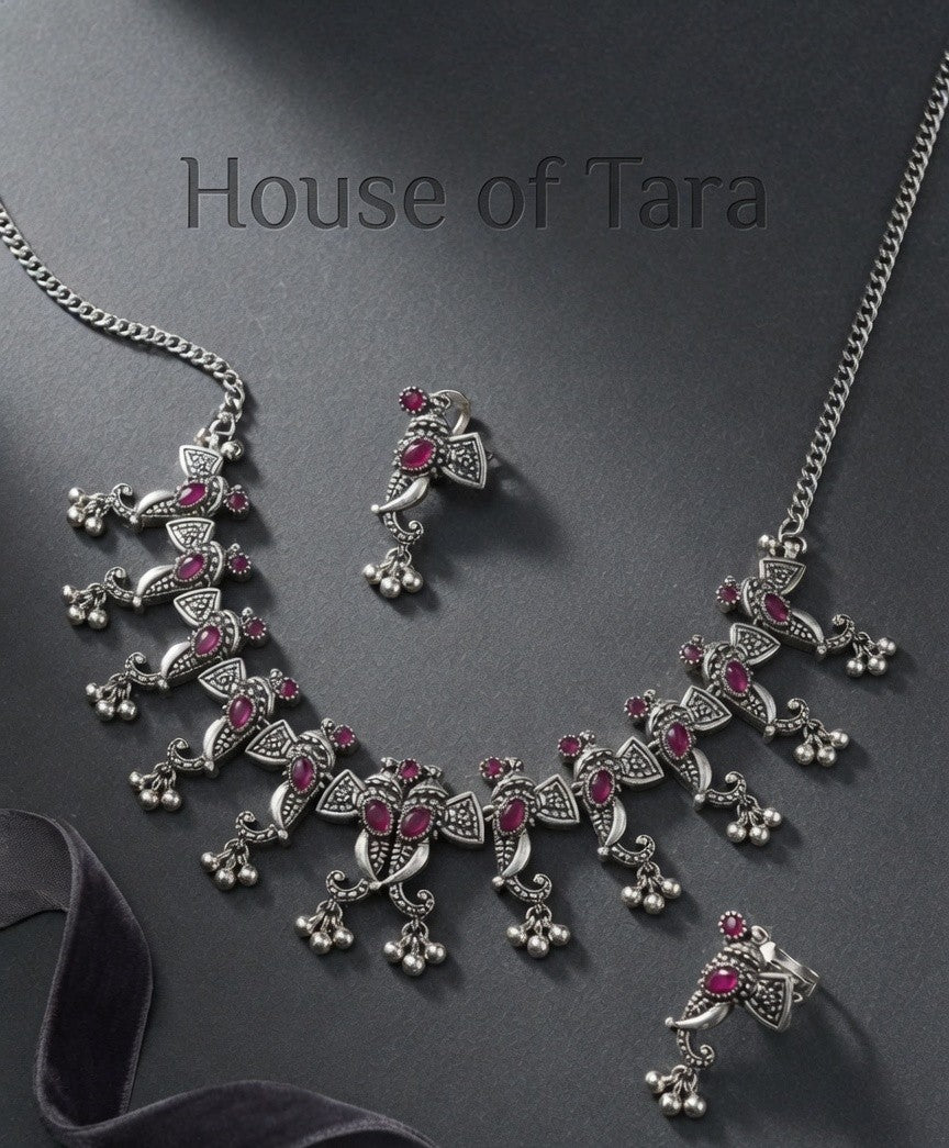 Mrinalini Oxidised Necklace Set