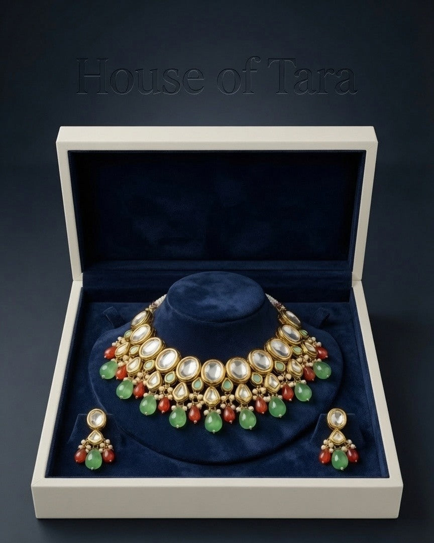 Royal Emerald Ruby Kundan Choker Set