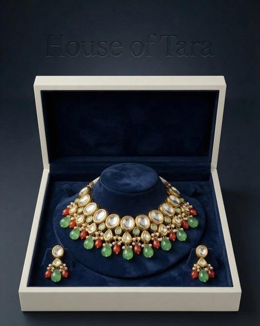 Royal Emerald Ruby Kundan Choker Set