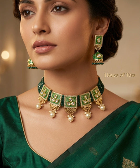 Meher Emerald Necklace Set