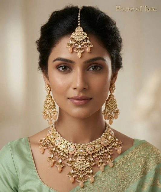 Peach Blossom Kundan Choker Set