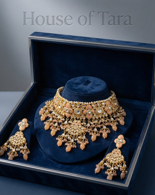Peach Blossom Kundan Choker Set